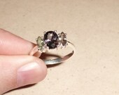 Sterling Silver Natural Black Spinel and Marquis Green Sapphire 3 Stone Ring 1.75cts Natural