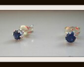Sterling silver blue sapphire cz  post stud earrings
