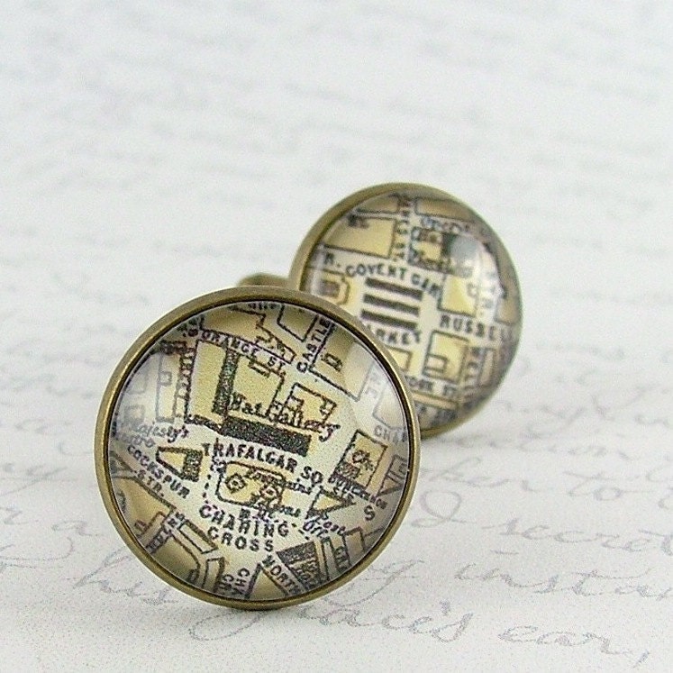 Antique London Street Map Cuff Links - Gifts for Men - Covent Garden