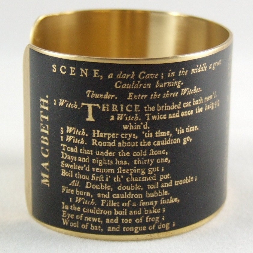 Literary Stage Play - Shakespeare Jewelry - Macbeth Quote Brass Cuff Bracelet