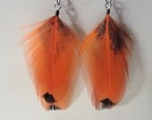 nectarine Pheasant  Short Feather Earrings new