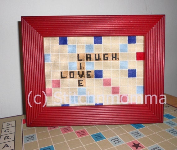 11019 Live, Laugh, Love Scrabble Inspired  - Original Design Cross Stitch PDF Pattern - DIGITAL DOWNLOAD