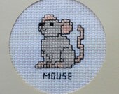 Mouse Cross Stitched Greeting Note Card