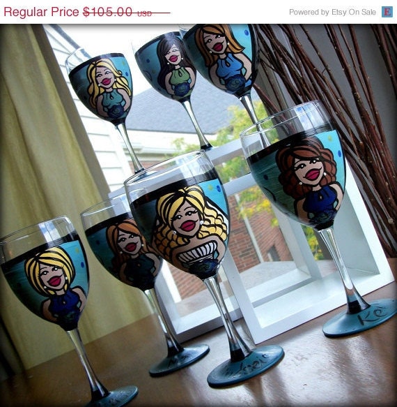 Bridal Party (3 glasses) Custom Hand Painted Wedding Glassware