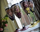 Bridal Party (4 glasses) Custom Hand Painted Wedding Glassware