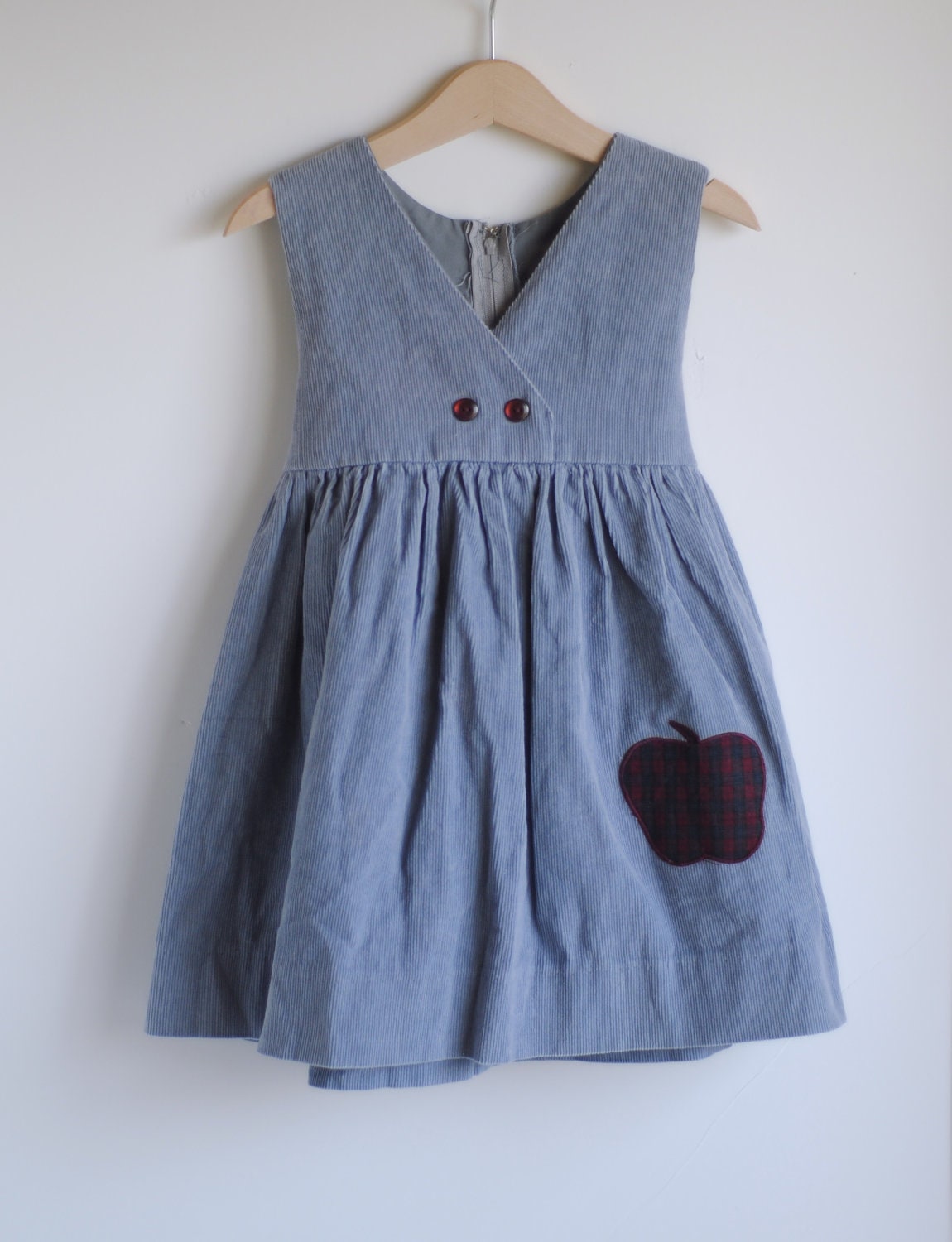 Vintage Little Girl Jumper - Gray Corduroy APPLE (4T)