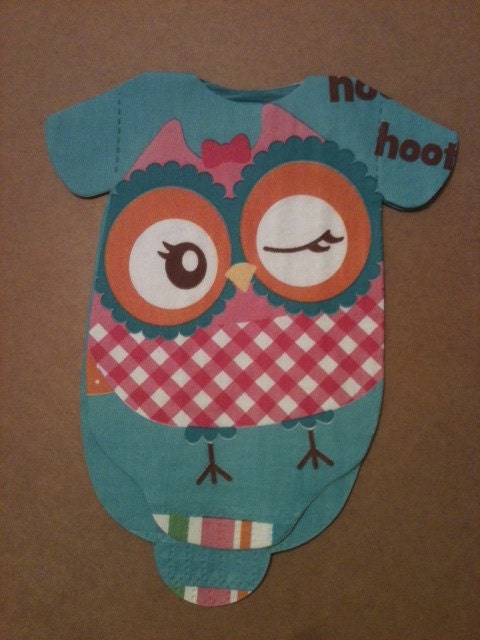 Pack of 30 Baby shower onesie napkins or banner decoration with cute owl. "Hoot hoot" Il_570xn