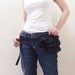 MAY Sale - Black Gathered Canvas/Chiffon Women's Fanny Pack, Hip Bag, Belt pouch, Handbag-Kinies Gathered Waist Purse