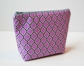 Cosmetic Pouch - Zipper bag - Purple, Gray Geometric