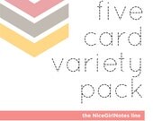NiceGirlNotes Five Greeting Card Variety Pack - 100% Recycled