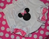 White Minnie Mouse Bow Bloomers