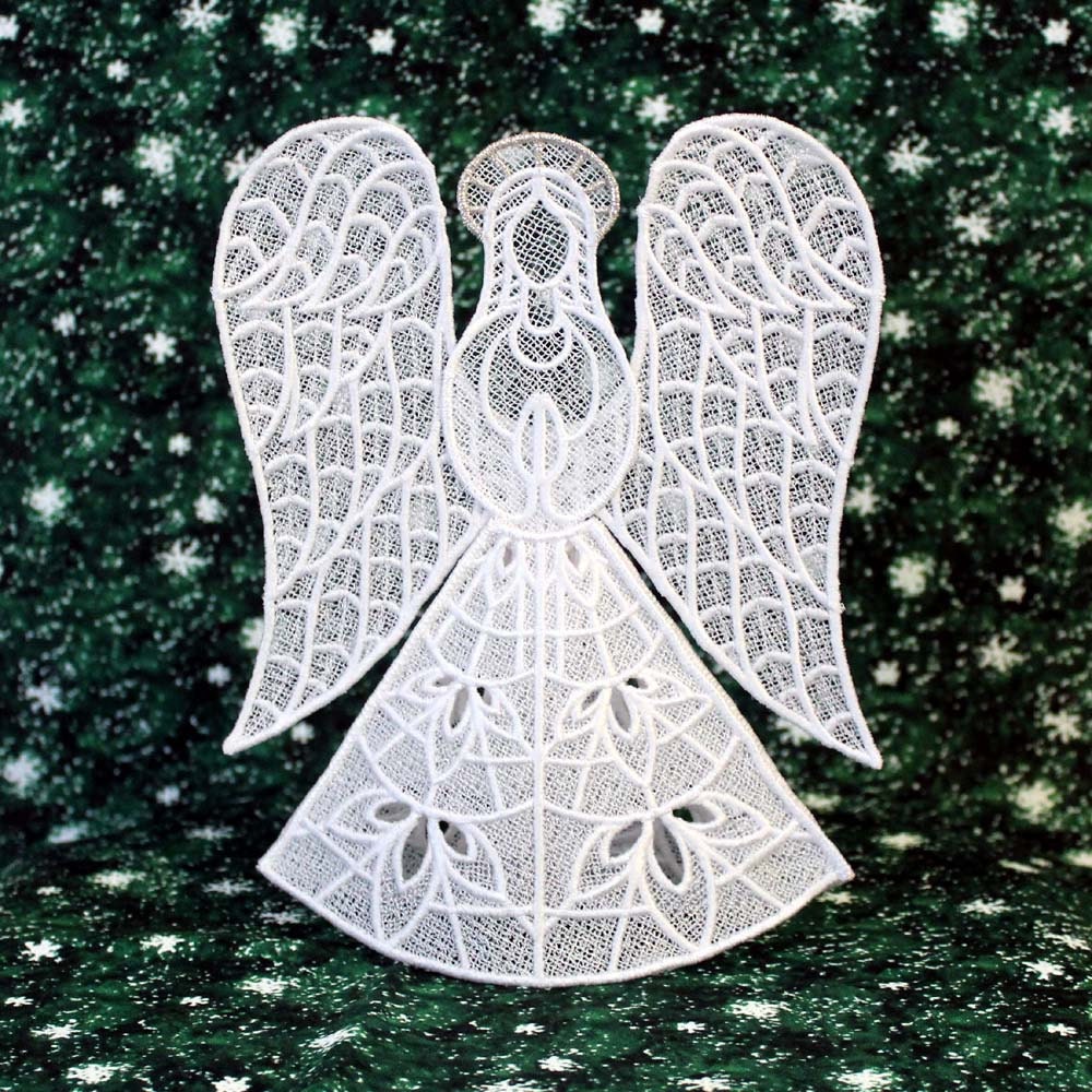 Heather Lace Angel Tree Topper With Silver Halo