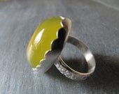 Australian Rosella Opalite Ring in Sterling Silver with Floral Band