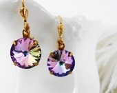 Lilac Swarovski Ravioli Crystal Earrings