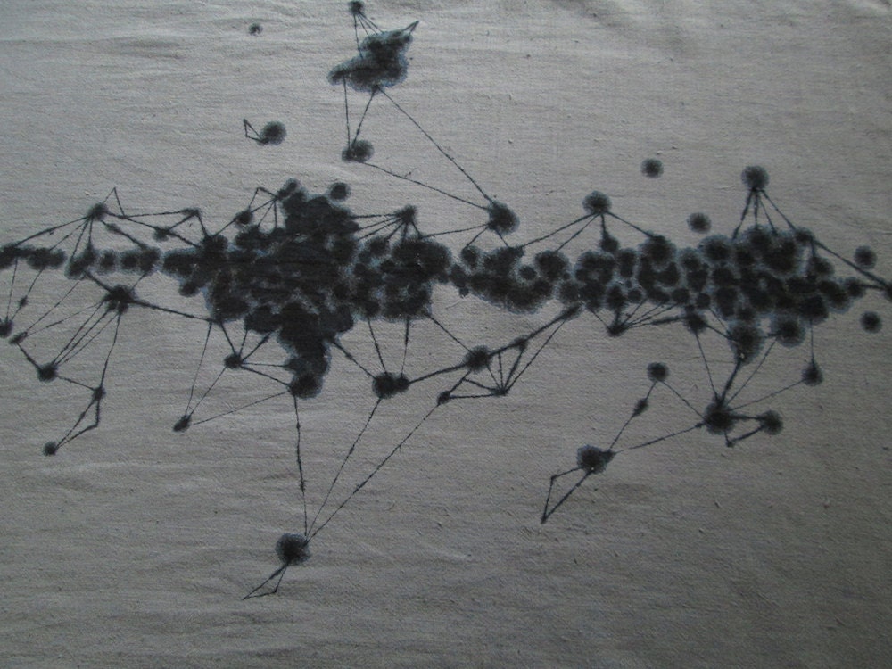 ink blot series, gray textile