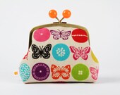 Color bobble pouch - Echino insect dots in multi - metal frame clutch bag