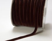 Dark Chocolate Brown Velvet Ribbon 3/8 inch (9 mm) - 2 Yards