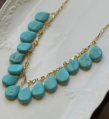 Turquoise Drops Statement Necklace