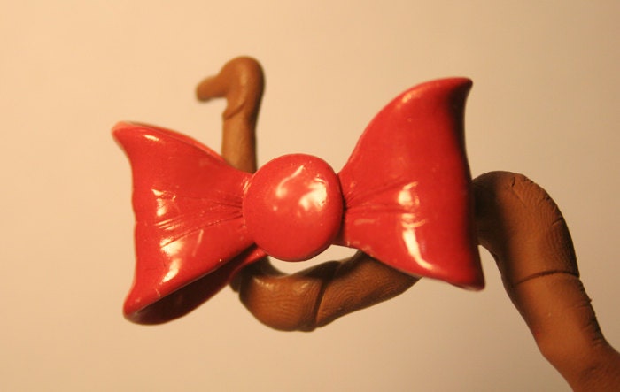 Red- Polymer Clay Bow Ring