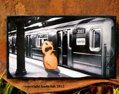 Gnaw Runnin' for the Train (9x5 Critter Art)