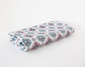 Vintage MID CENTURY Fabric Yardage - Aqua Turquoise Pink Geometric Print