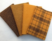 Hand Dyed Wool Felt, GOLDENROD , Four 7" x 16" pieces in Rich Golden Yellows