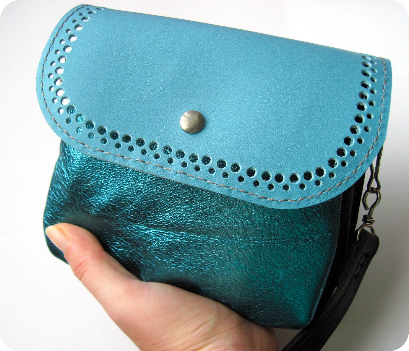 SALE Dotted Turquoise Bag/ Crossbody Bag/ Satchel/ Messenger