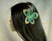 Peacock wedding feather butterfly hair clips butterfly wings bridal accessories peacock fascinators butterflies unique