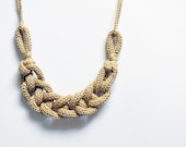 Statement necklace, chain knit necklace. Ecru cotton necklace. Yarn jewelry, neutral. Nautical necklace