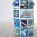Stamp Lamp - upcycled glass jar tealight candle holder OOAK - blue