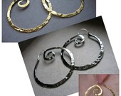 Lg Pound Swirl Hoop Earrings in Black Gunmetal Plate - E001-Lg
