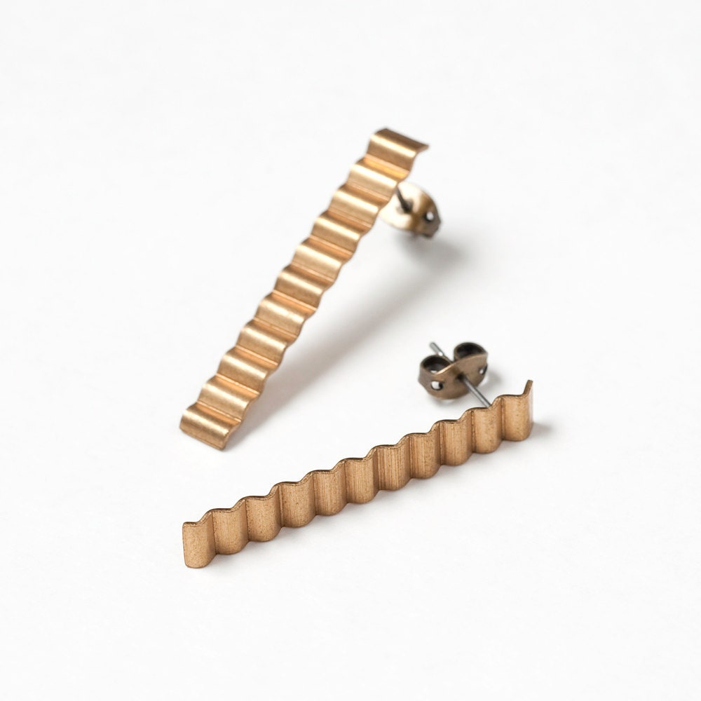 Vintage Brass Crimped Bar Studs - Last Set