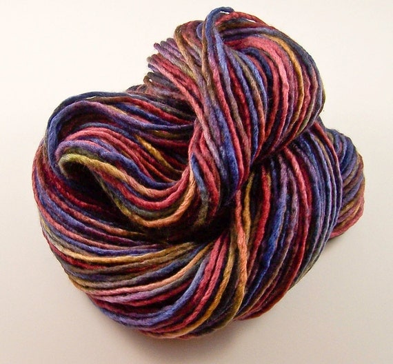Merino / Silk Worsted Yarn - Jewel Rainbow (Plum)