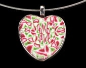 Whimsical  Heart  Necklace - Heart  Pendant - Art Pendant - Polymer Clay Jewelry - Valentine - Valentine's Day