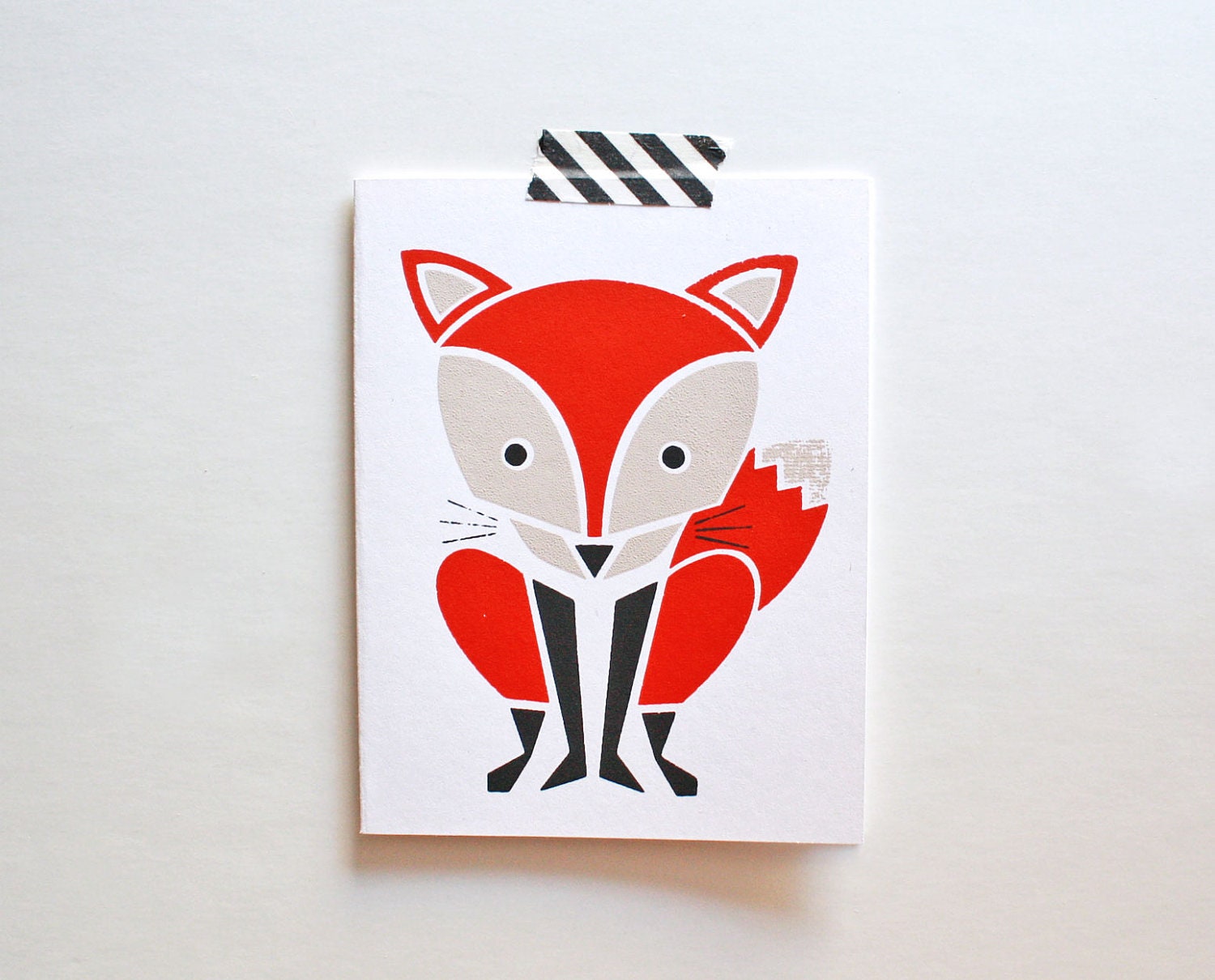 Red Fox Card, Screenprinted, Woodland