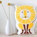 Sale, Half Off- Decorative Pillow, Lion, Organic Cotton, Hand Screenprinted, Cushion