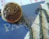 World Locket Graduation Necklace Brass Locket Globe Locket Earth Round Locket Globe Map Long Brass Chain Jewelry