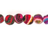 Felt Beads or Balls Bright Stripes One Inch Pack of Six