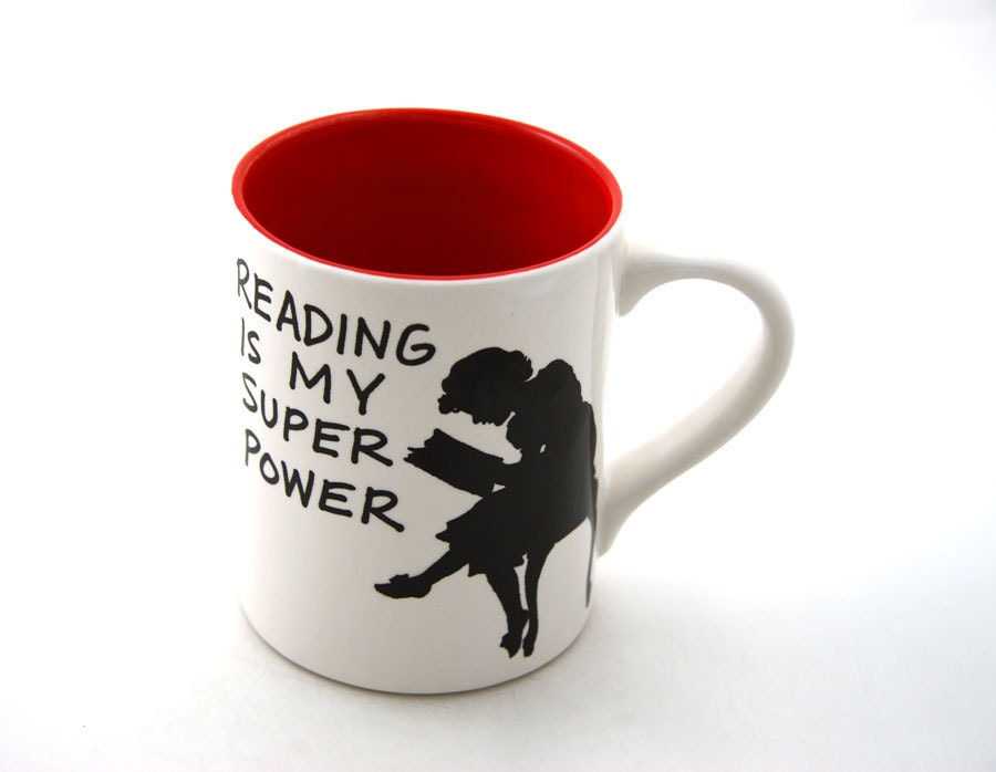 Reading is my Super power mug RED Great teacher gift