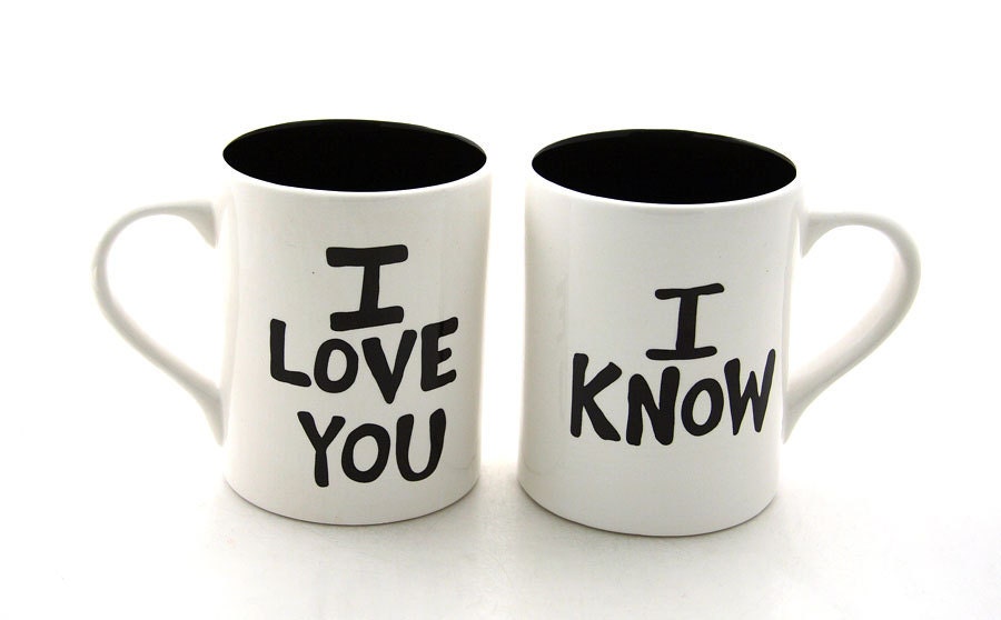 Star Wars (R) Han Solo and Leia Mug Set I love You I know for Wedding or Anniversary
