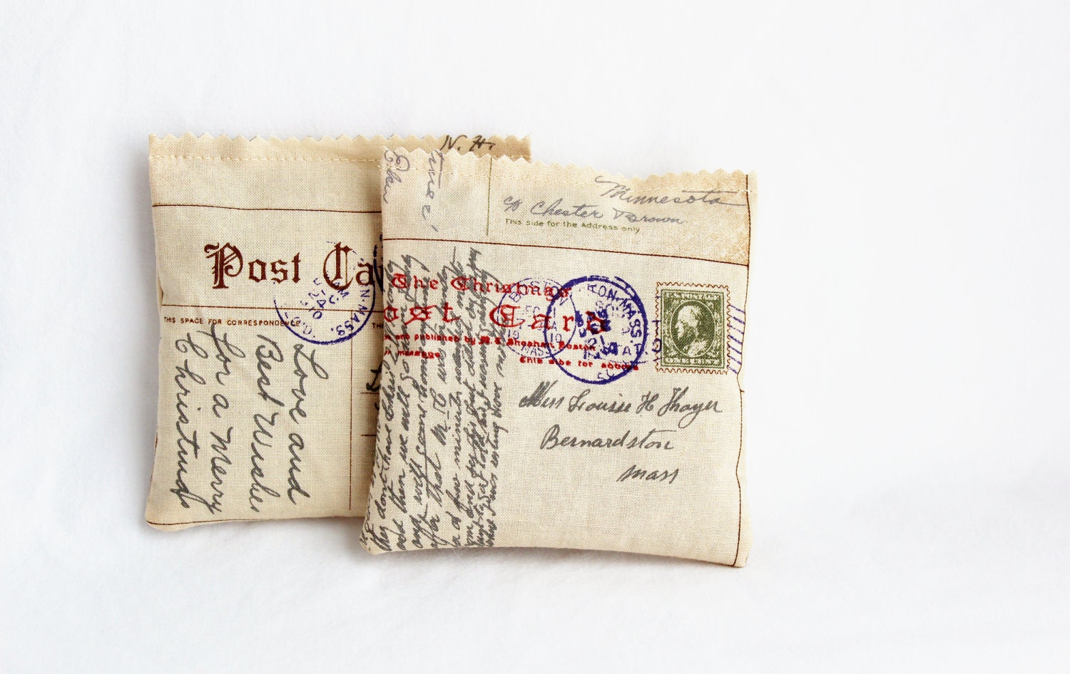 Postcard Ephemera Lavender Sachets Cursive Script Drawer Sachets Natural Aromatherapy