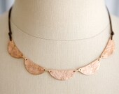 Rose Bronze Half Moon Necklace on Waxed Cotton Cord