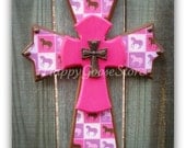 X-Small Wall Cross - Brown, Pink, & Purple Horses