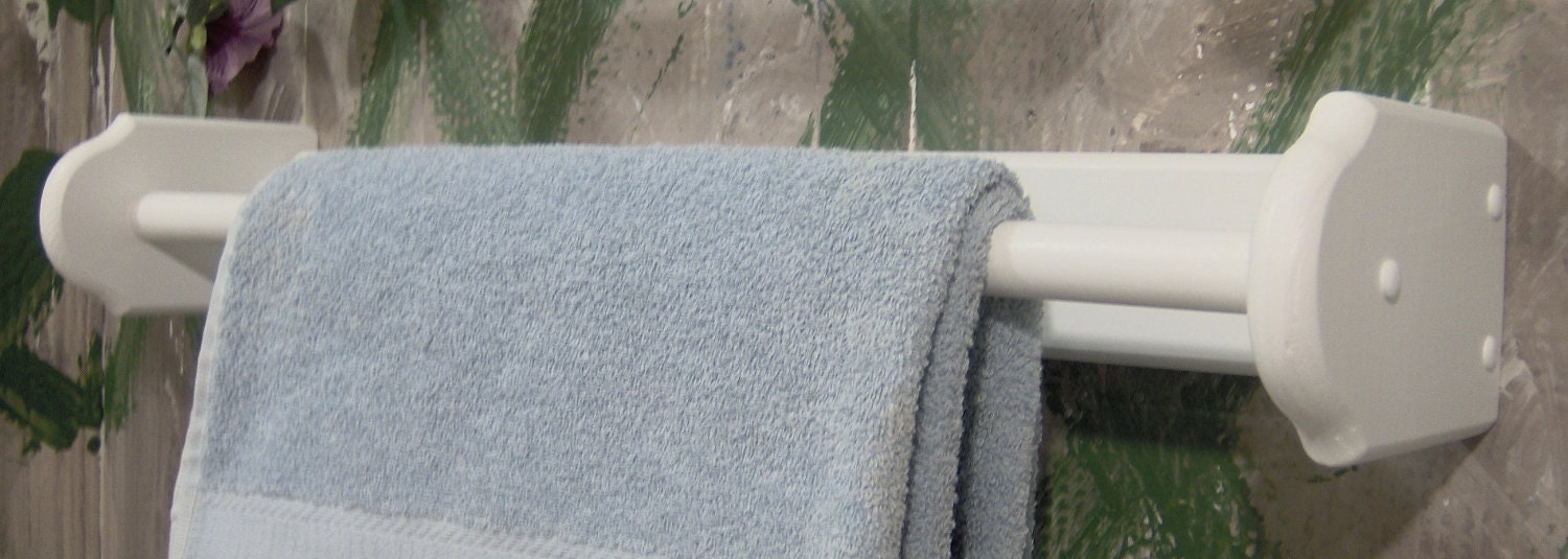 white 24" towel or quilt bar rod for bathroom or bedroom