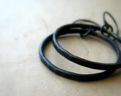 Hoops, copper earrings, hammered texture, rustic earrings, rustic jewelry, black patina - Desperado