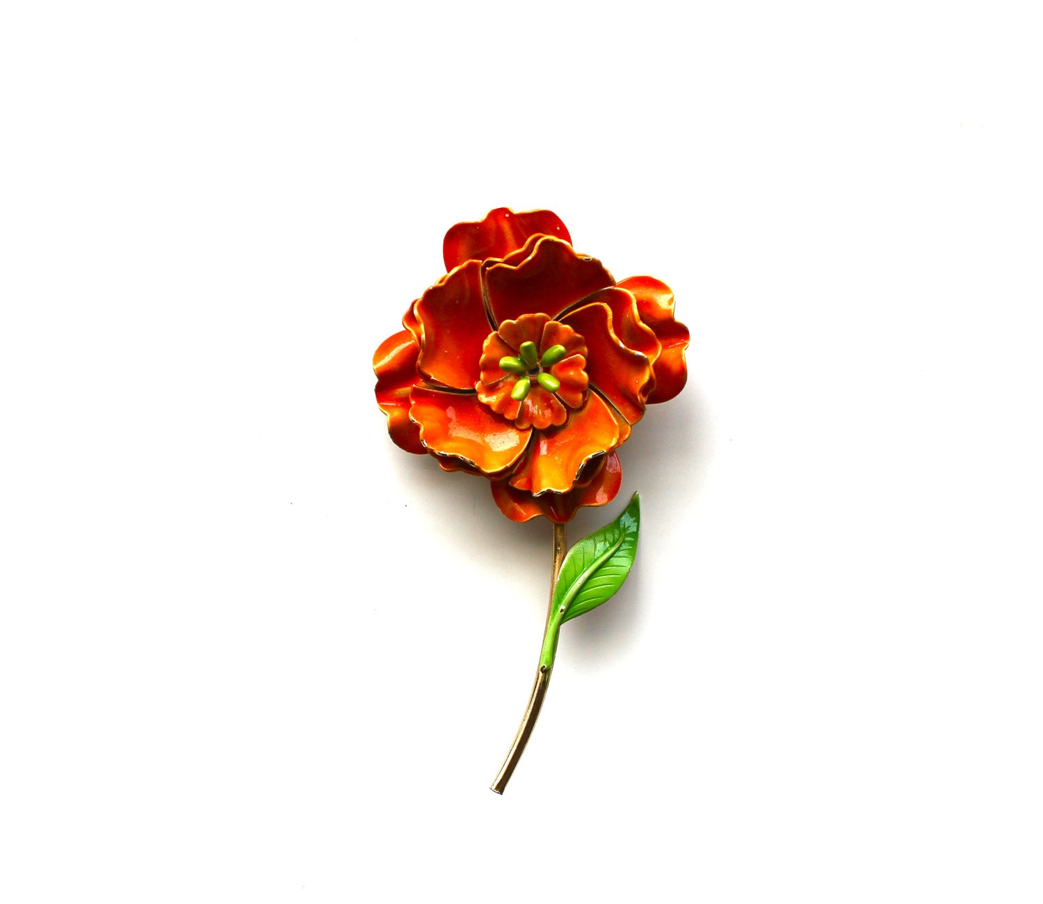 Enamel Flower Brooch