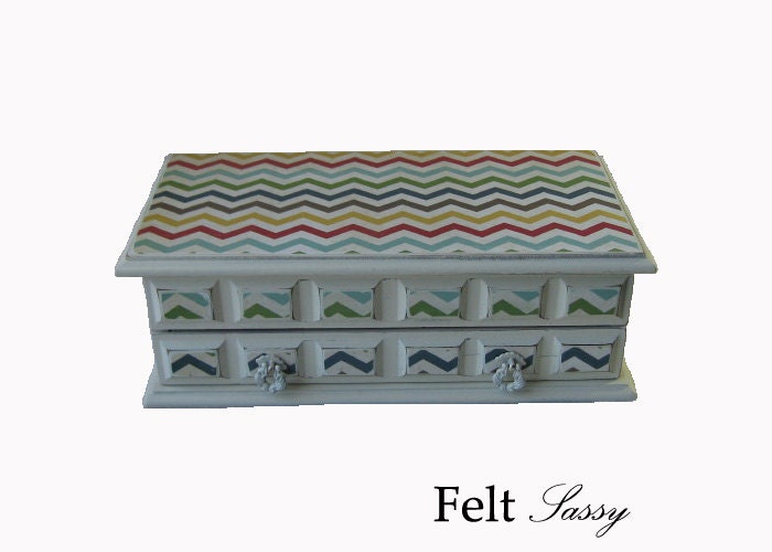 Refurbished Jewelry Box Small - Multi Zig Zag - by FeltSassy