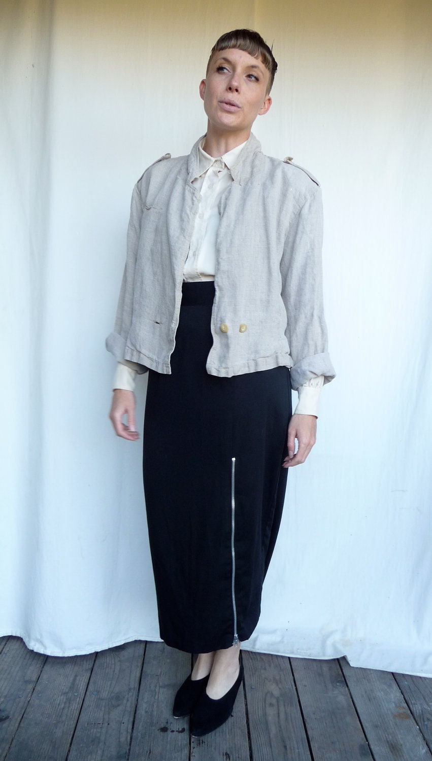 Cropped Thick Linen Jacket