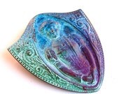 Woman with Braid Victorian Brooch Vintage Jewelry Purple Blue Green FREE US Shipping