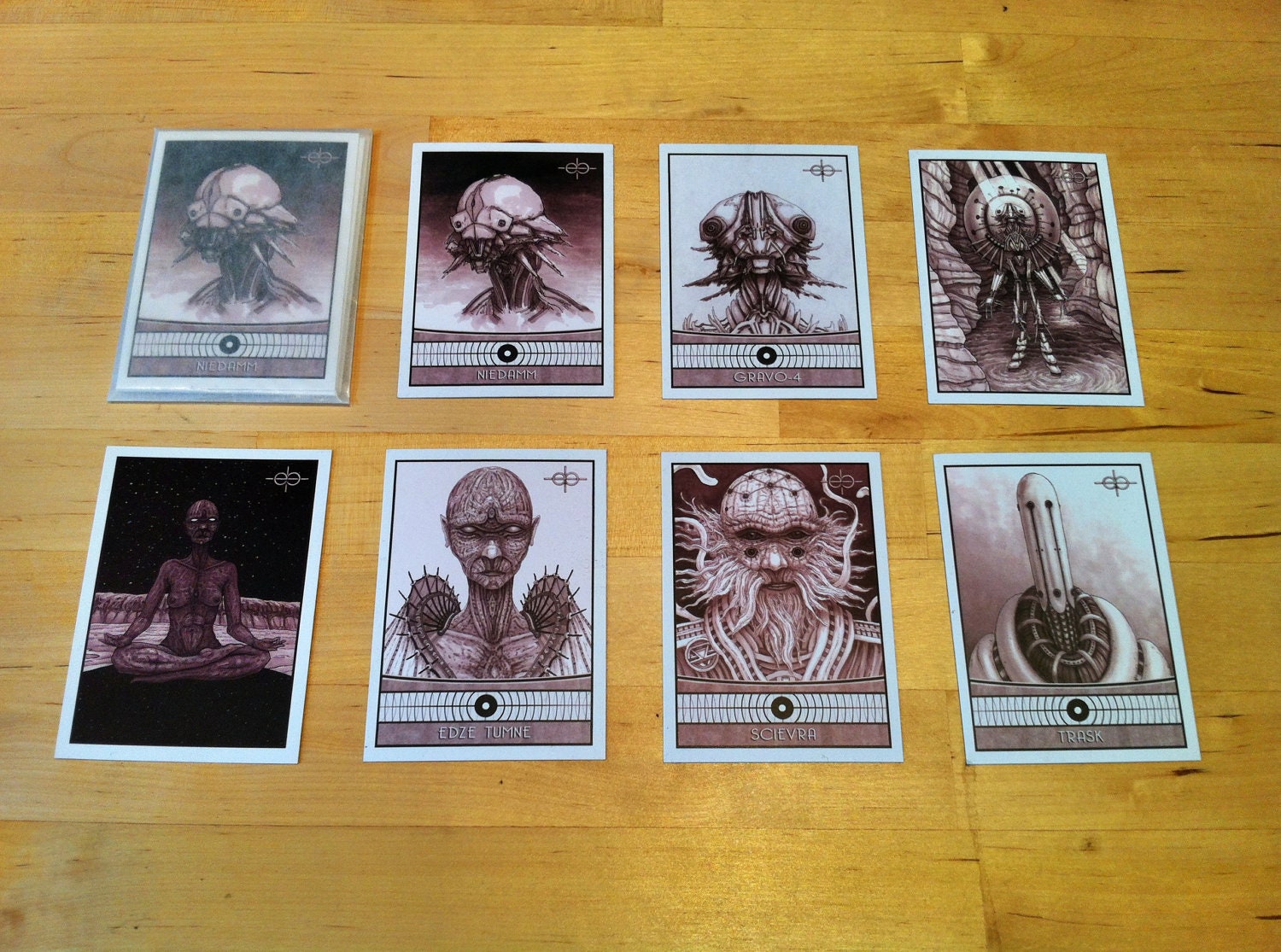 Ikte - Mounted Print and Trading Cards - Sci Fi Fantasy - mystical alien musician - graphic novel, 'Echo Locations' art by Z. E Pangborn